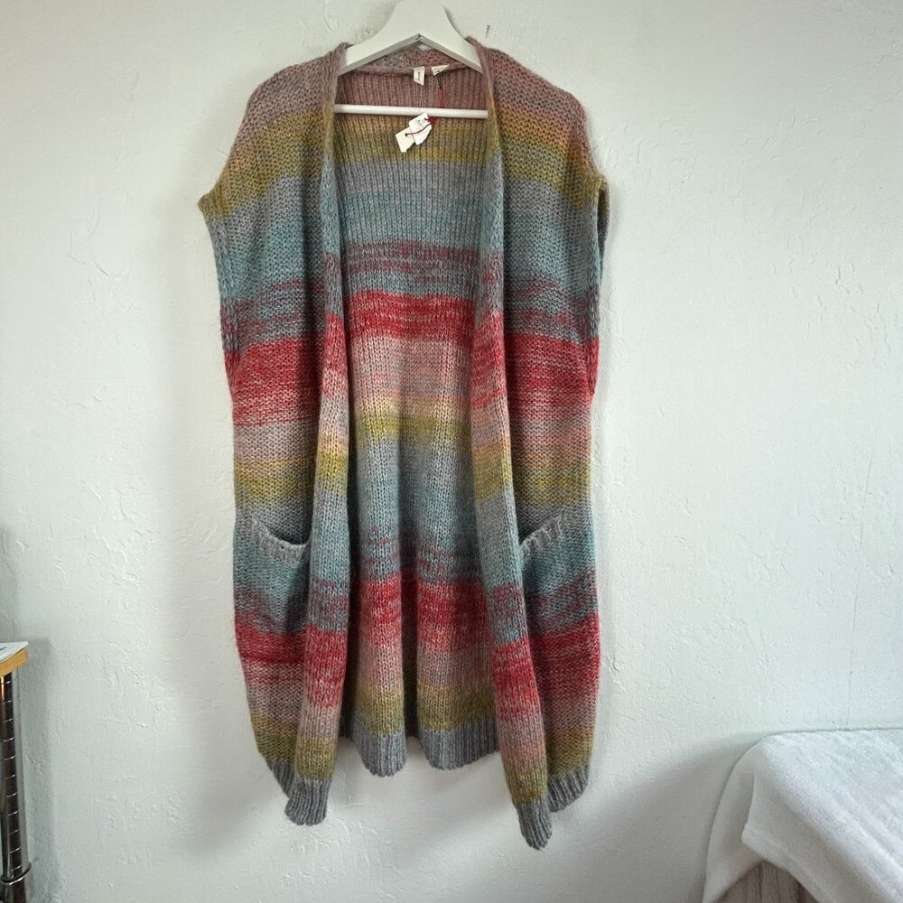 Moth Anthropologie Colorful Knitted Open Front Cardigan Sweater Vest XS/S New